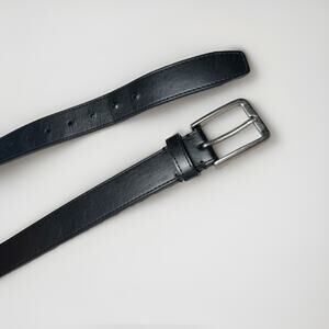 Target Black Faux Leather Belt Size M Silver Tone Buckle Made in Guatemala